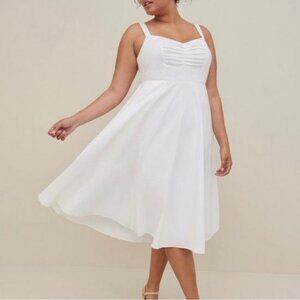 Torrid - Midi Poplin Fit & Flare Dress - White